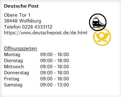 Deutsche Post Öffnungszeiten, Hofekamp in Wolfsburg .